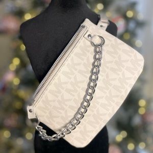 Michael Kors white/silver chain belt bag. L/XL. EUC.